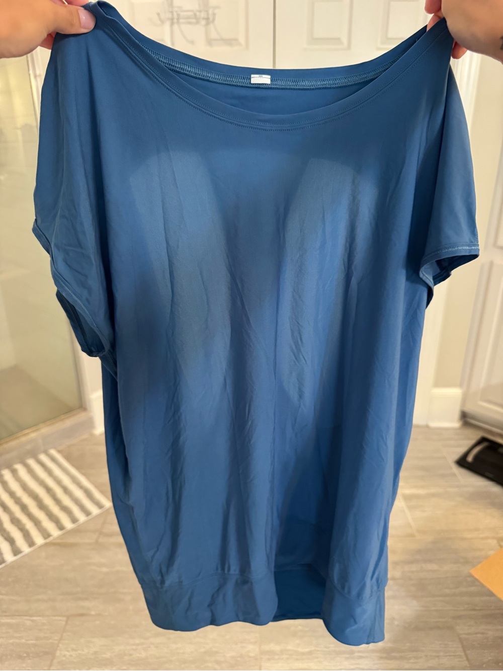 lululemon Open Back Blue Short Sleeve Workout Tee - Picture 3 of 6